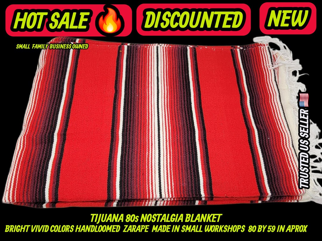 Authentic Mexican Zarape Blanket 80x60, Fiesta Decor ,table Runner