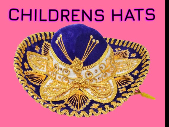 Kids Dark Purple Sombrero with Gold Trim: Authentic Charro Hat childrens sombreros