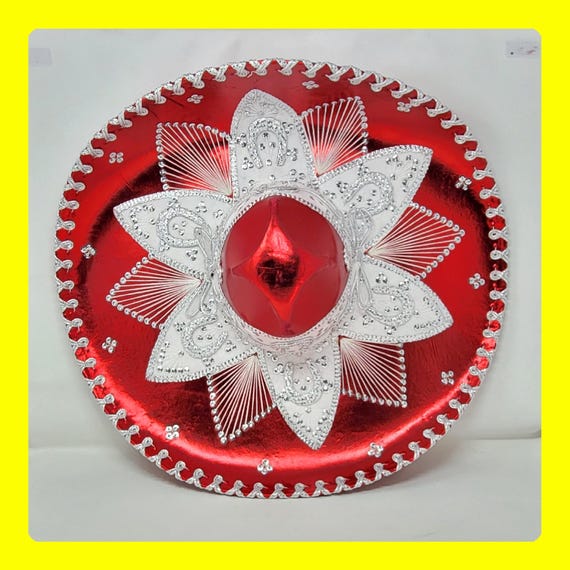 Metallic shiny  fabric color red adults sombrero charro mariachi hat