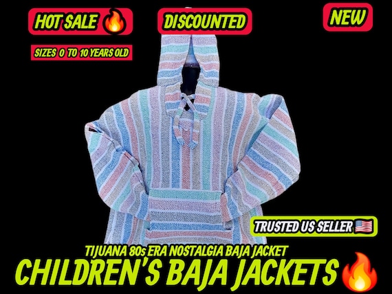 Children's boys kids toddlers Mexican  baja jacket hoodie authentic surfer jacket pullover sweater