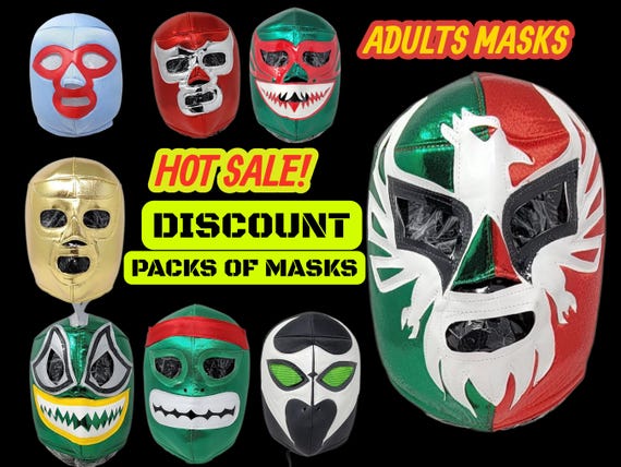 12 pieces pack  adult  Luchador masks packs for adult mexican wrestler luchadores party
