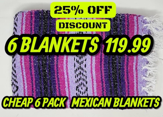 cheap 6 pack of mexican blankets warm yoga  falsa blanket beach blanket 76" L x 53