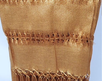 Massief antiek gouden rebozo Mexicaanse typische Rebozo of Chalina, Mexicaanse sjaal (94 &quot;x 24,5&quot;) zijde artisela gratis verzending wij verkopen groothandel