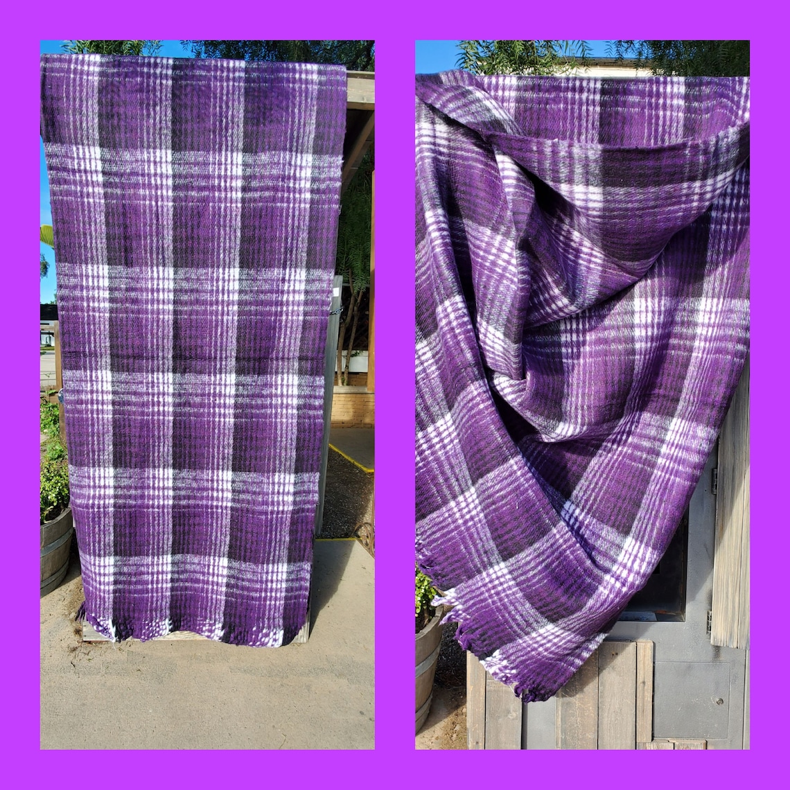 Purple Super Soft Heavy Thick Mexican Reversible Blanket Manta Etsy