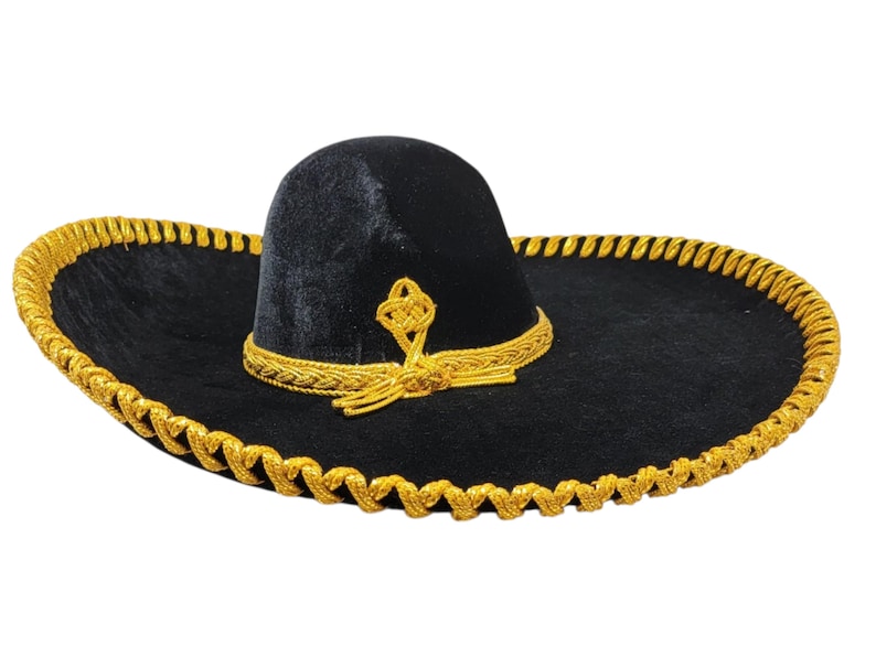 Adult Mexican Black Jaripeo Sombrero Hand Stitched Unisex Mariachi ...