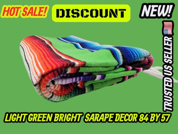 Handloomed Mexican Blanket: light green   Saltillo Sarape (80x57 inches)