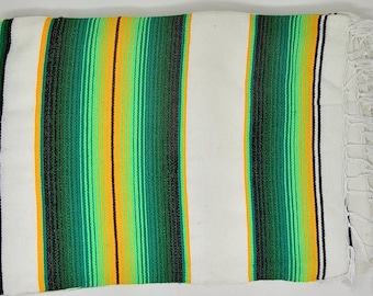 WHOLESALE green yellow with white colors blanket  mexican blanket saltillo sarape falsa blanket free shipping wholesale