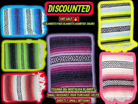 cheap 6 pack of mexican blankets warm yoga  falsa blanket beach blanket 76" L x 53