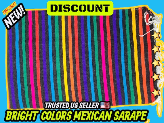 Colorful handwoven mexican blanket saltillo sarape 84 by 58 inches 2.10 pounds
