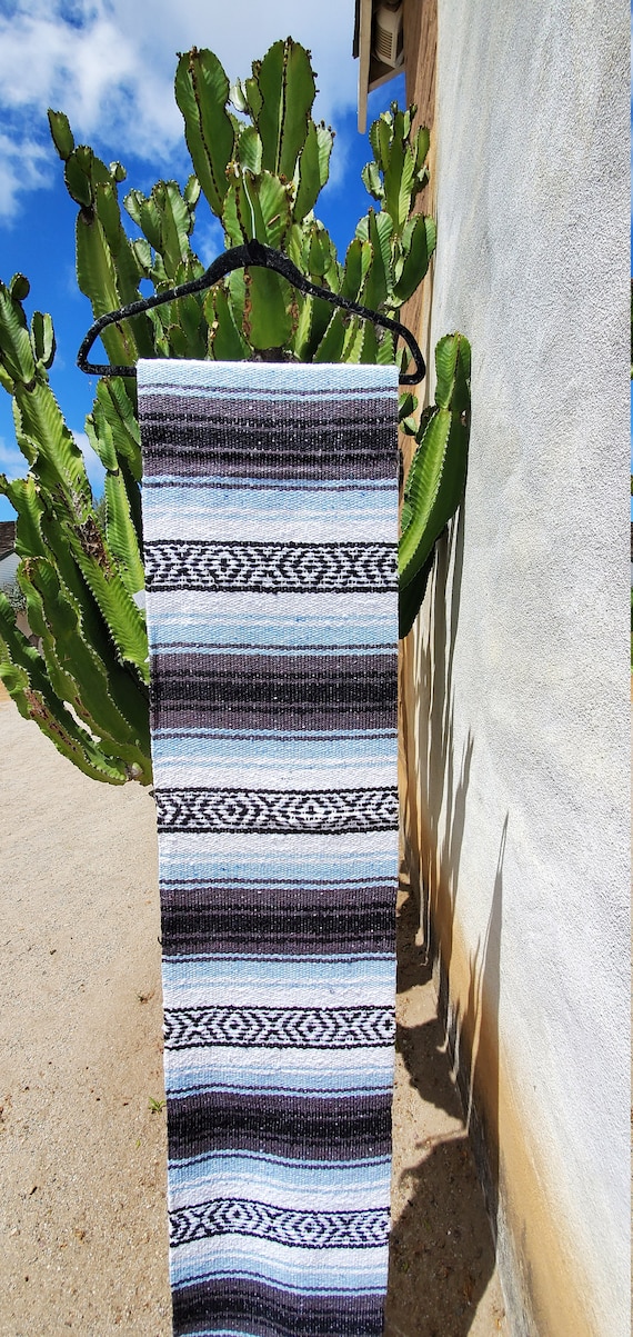 Light blue  color mexican blanket warm and thick falsa blanket beach blanket 76" L x 53" w free  shipping we sell wholesale