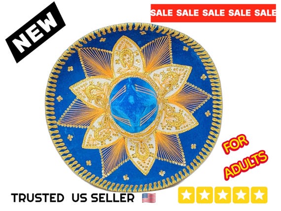 Blue Velvet Charro Sombrero with Silver Trim: Authentic Mexican Mariachi Hat adults & childrens