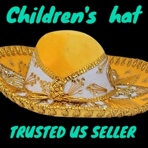 gold with gold trim authentic mexican children's charro mariachi sombrero hat