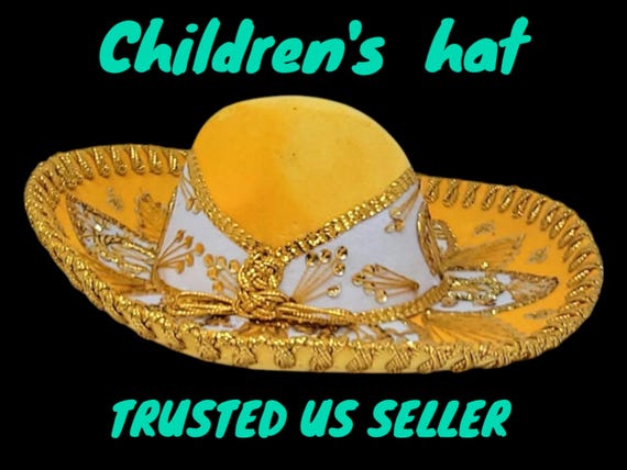 gold with gold trim authentic mexican children's charro mariachi sombrero hat