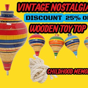 Mexican Wooden Spinning Top: Colorful Old Fashioned Toy Set