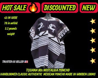 Authentic unisex mexican poncho terra black  colors
