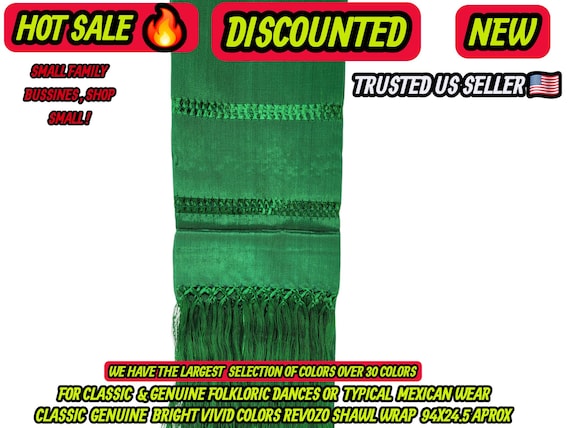 Rebozo GREEN FOREST : Artisela Silk Fringed Wrap  (94" x 24.5")