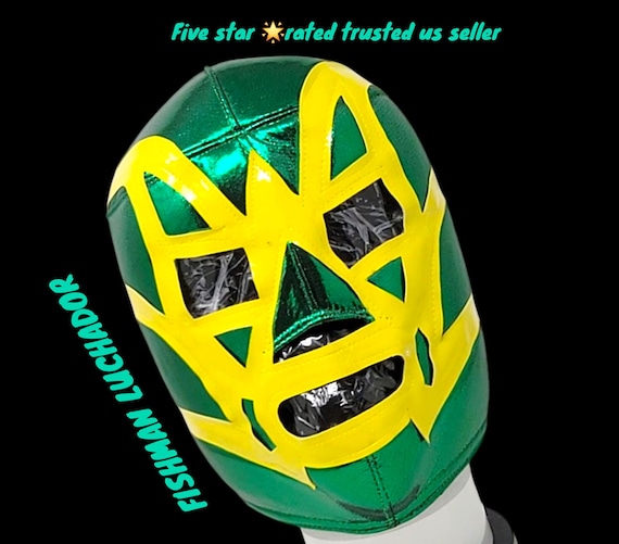 green with yellow fishman mask classic luchador lucha libre  luchador mask fiesta party favors  wholesale free shipping