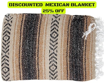 Brown Falsa Blanket: Warm Mexican Throw, Beach Blanket (76" L x 53" W)