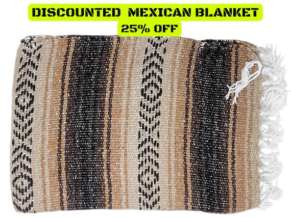 Brown Falsa Blanket: Warm Mexican Throw, Beach Blanket (76" L x 53" W)