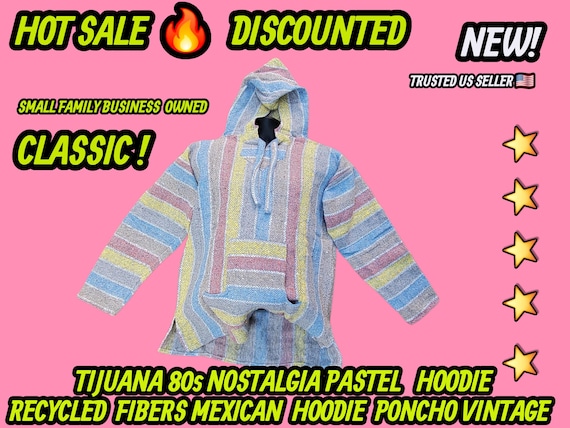 Mexican baja hoodie surfers jacket pastel colors