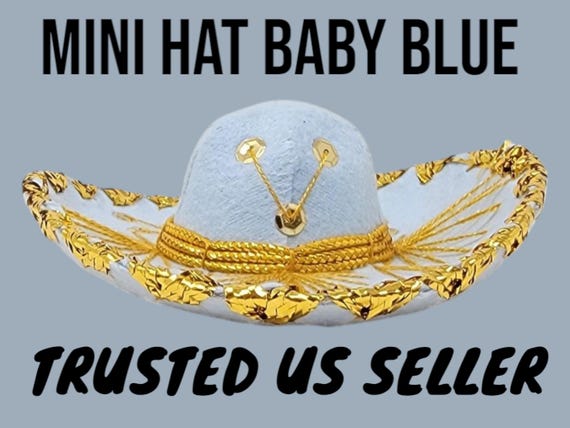 Baby blue mini sombrero charro mexican hats decorations 6 inches decor