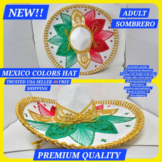 Mexico colors hat trim adults sombrero charro mariachi hat for fiestas 5 de mayo
