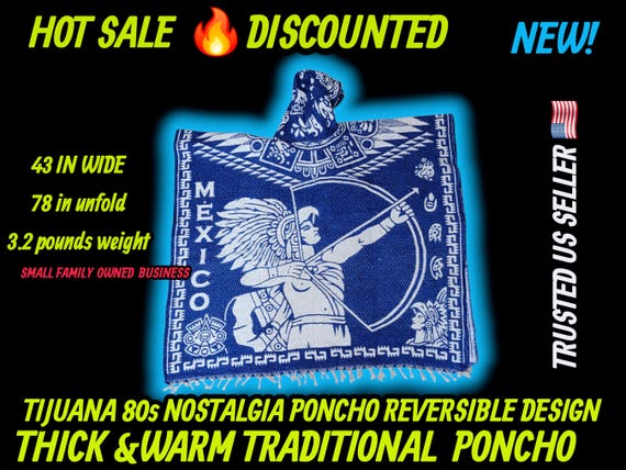 Hooded Aztec calendar mexican poncho traditional poncho gavan jorongo 5 de mayo