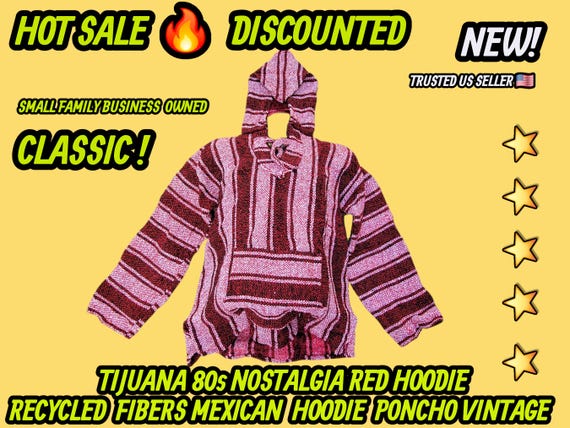 Mexican baja hoodie surfers jacket red color