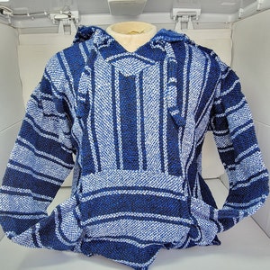 genuine mexican blue and white   baja jackets surfer hoodie pullover