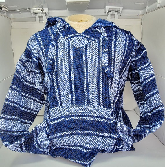 genuine mexican blue and white   baja jackets surfer hoodie pullover