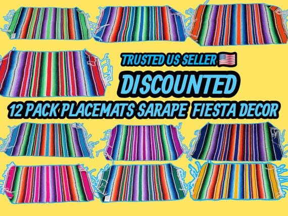 12 placemats pack  mexican serape assorted colors dining mat 11 by 20