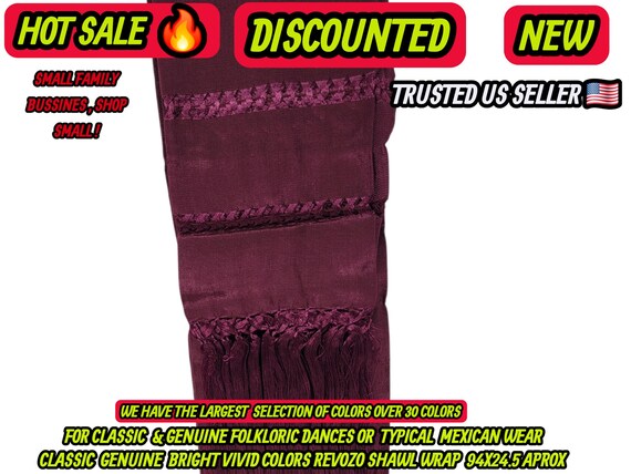 Rebozo burgundy : Artisela Silk Fringed Wrap  (94" x 24.5")