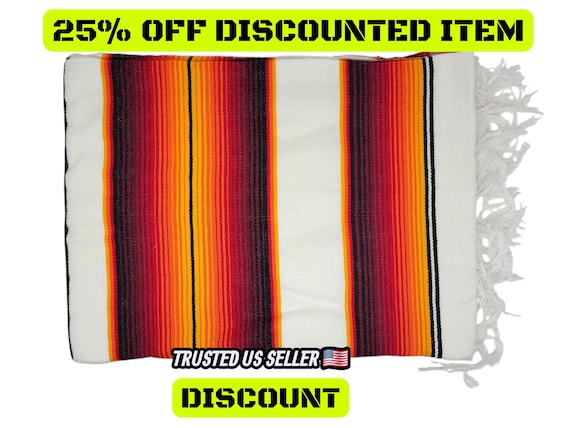 Fire Colors Mexican Blanket: Handloomed Saltillo Sarape