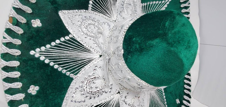 adults mexican fiesta dark green wsilver trim charro sombrero for grown ups for costume for 5 de mayo mariachi free shipping