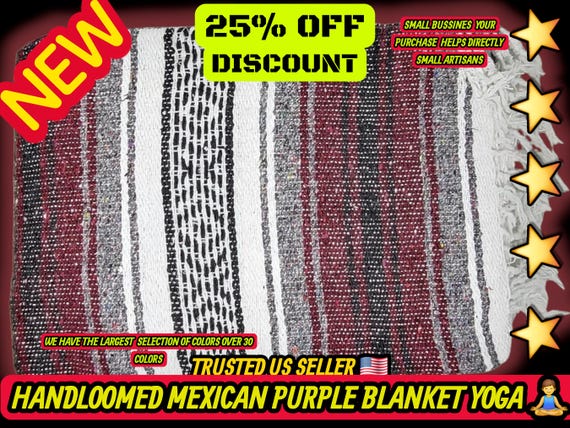 Handloomed Burgundy Mexican Blanket: Warm Falsa Blanket (76" L x 53" W)