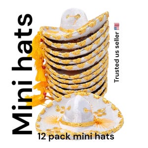 WHOLESALE mini mexican mariachi WHITE sombrero for weddings or fiestas hat charro 6 inches