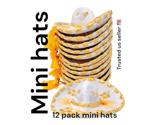 WHOLESALE mini mexican mariachi WHITE sombrero for weddings or fiestas hat charro 6 inches