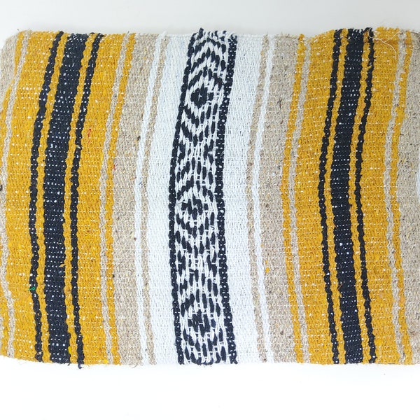 yellow and beige and  white color mexican blanket falsa blanket beach blanket 76" L x 53" w free  shipping we sell wholesale