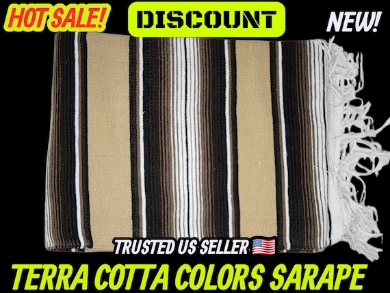 Handloomed Mexican Blanket: Brown Beige Saltillo Sarape (80x48 inches)