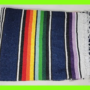 Colorful handwoven mexican blanket saltillo sarape 84 by 58 inches 2.10 pounds