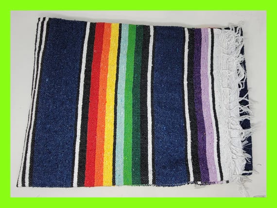 Colorful handwoven mexican blanket saltillo sarape 84 by 58 inches 2.10 pounds