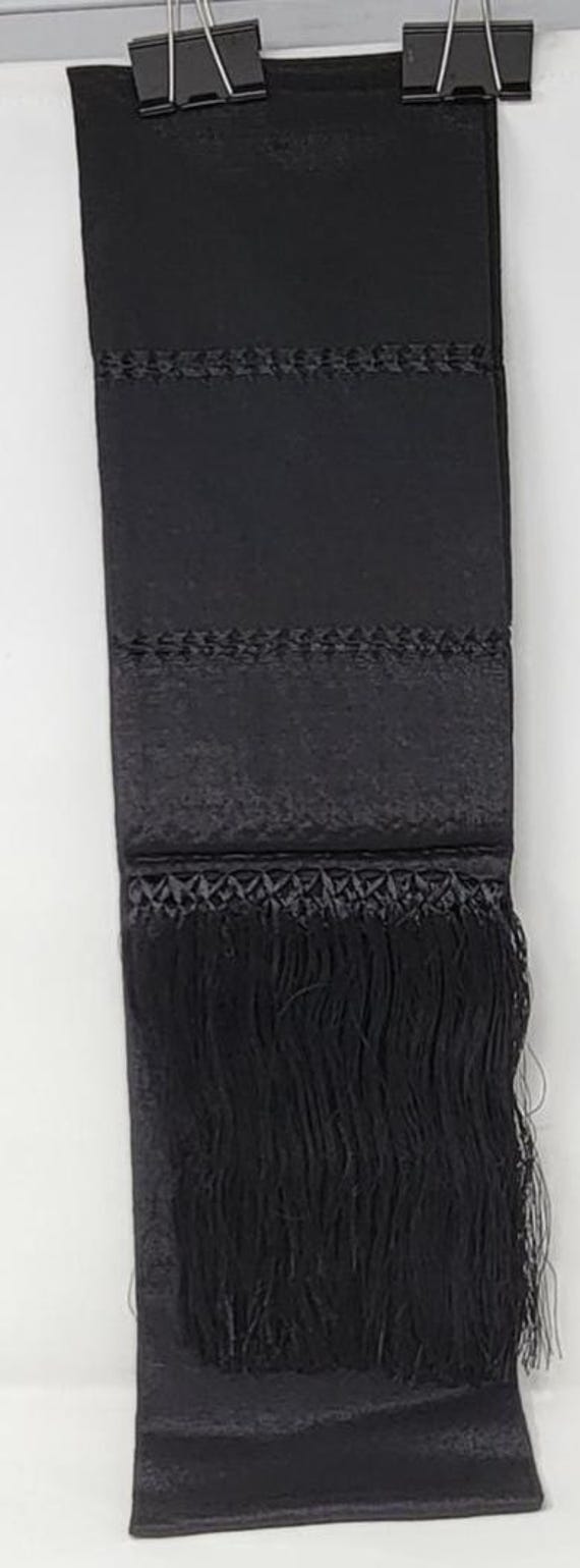 Solid Black Mexican Rebozo Shawl with Fringe (94" x 24.5")