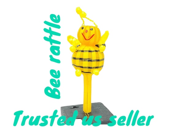 Hand woven bee animal mexican  maraca rattle  sonaja shaker