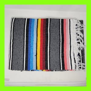Colorful handwoven mexican blanket saltillo sarape 84 by 58 inches 2.10 pounds