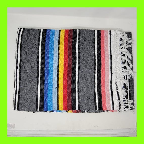 Colorful handwoven mexican blanket saltillo sarape 84 by 58 inches 2.10 pounds
