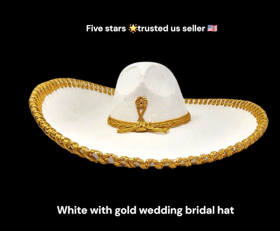 beige and gold adults mexican hat for weddings  mariachi  charro sombrero for grown ups for costume for 5 de mayo  mariachi sombrero