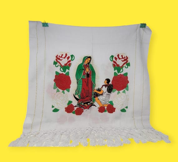 virgin mary print  design  rebozo mexican tipical chalina, Mexican Shawl (94" x 24.5")