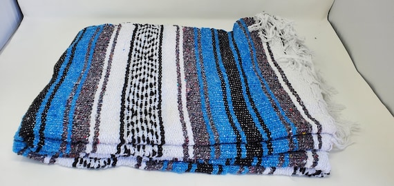 Light  blue  color mexican blanket warm and thick falsa blanket beach blanket 76" L x 53" w free  shipping we sell wholesale