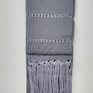 Solid dark gray rebozo mexican tipical  Rebozo or Chalina, Mexican Shawl (94&quot; x 24.5&quot;) silk artisela