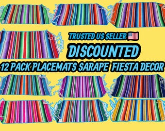 12 placemats pack  mexican serape assorted colors dining mat 11 by 20
